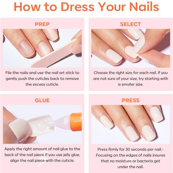 Reusable Pink Press On Nails 32 Piece NWT - Picture 7 of 9